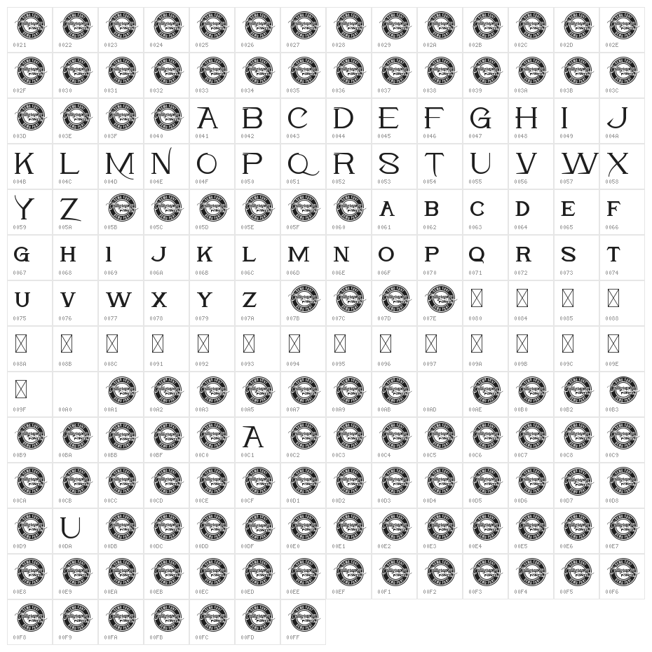 Early Goal Demo Bold Character Map