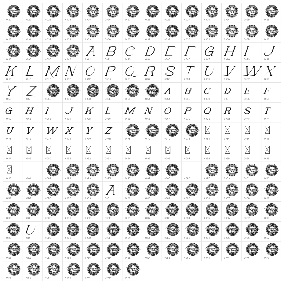 Early Goal Demo Italic Character Map