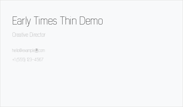 Early Times Thin Demo Business Card