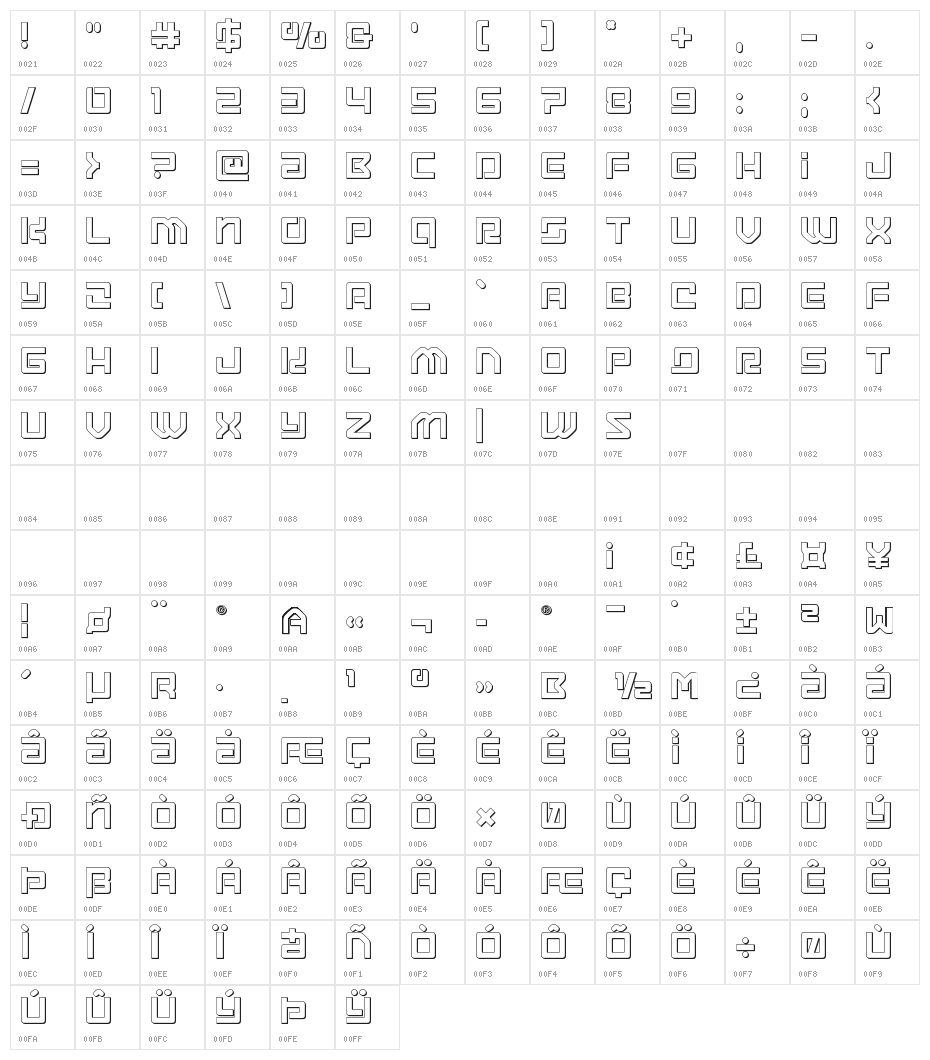 Early Warning Outline Character Map