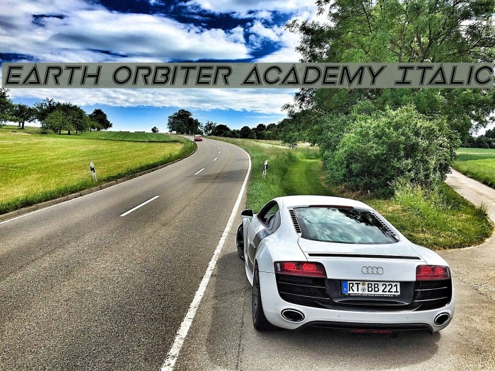 Earth Orbiter Academy Italic Font examples