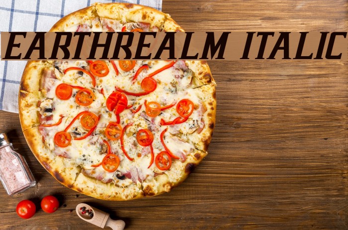 Earthrealm Italic Font examples