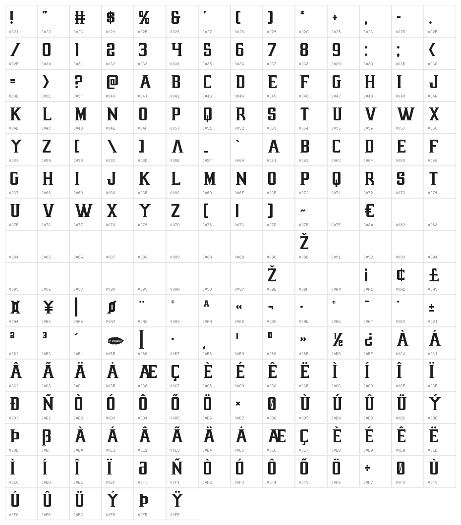 Earthrealm Regular Character Map
