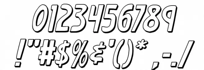 Earth's Mightiest 3D Italic Font OTHER CHARS