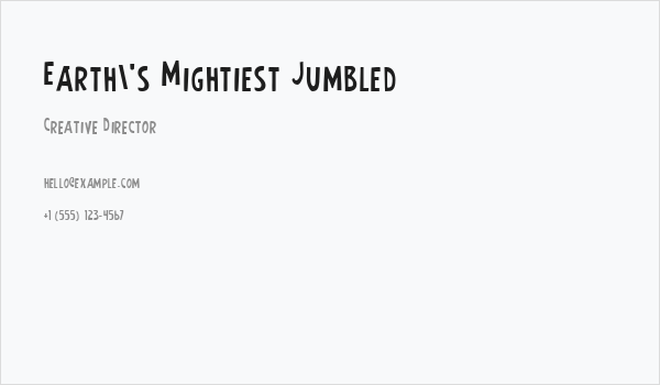 Earth's Mightiest Jumbled Business Card