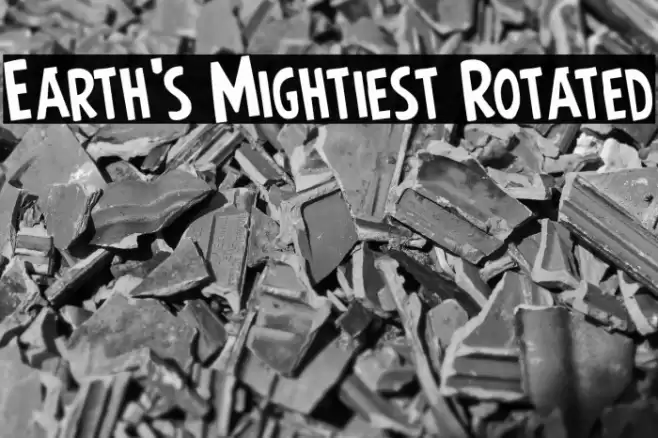 Earth's Mightiest Rotated Font examples