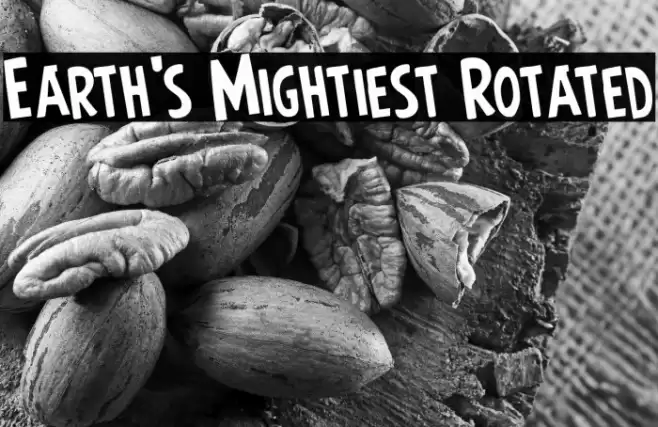 Earth's Mightiest Rotated Font examples