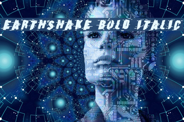 Earthshake Bold Italic Font examples