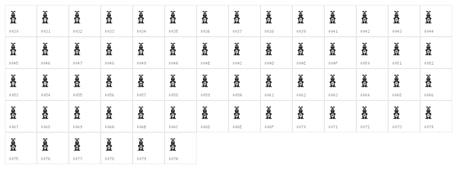 Easter Bunny Regular Character Map