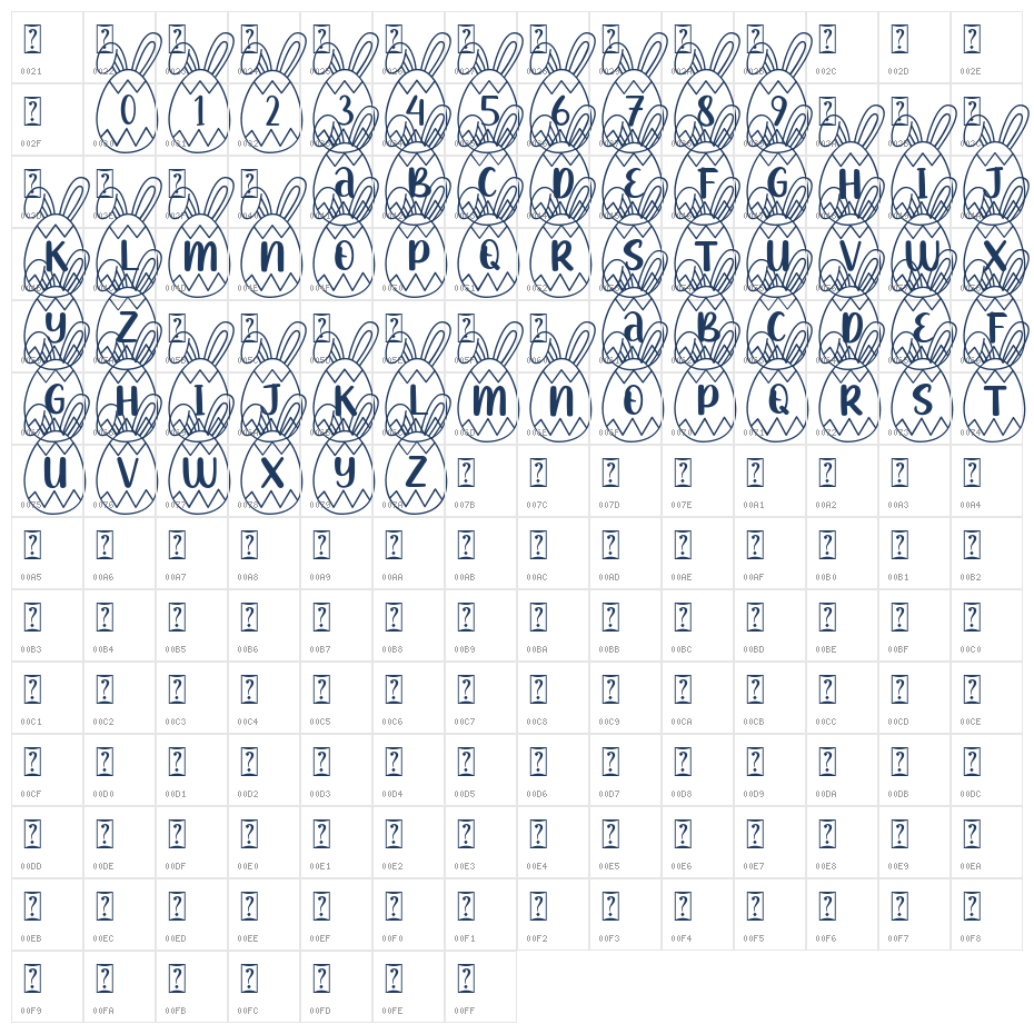 Easter Egg Monogram Character Map