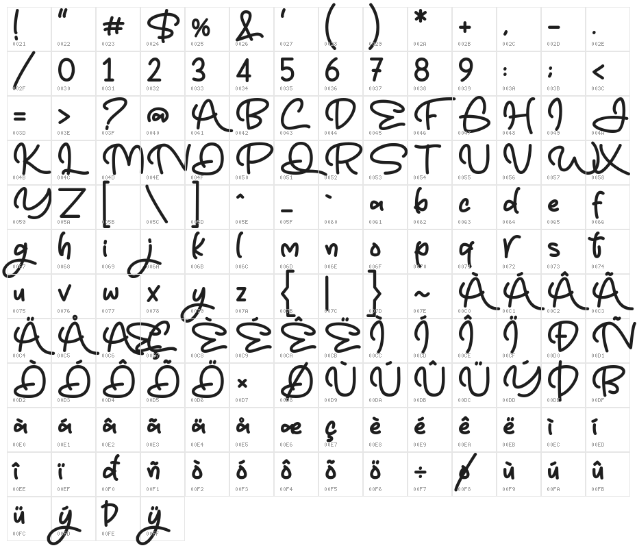 Easter Holiday Regular Character Map