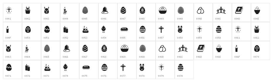 Easter Icons Regular Character Map