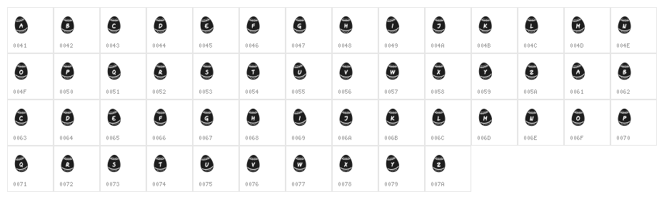 Easter Time Dark Regular Character Map