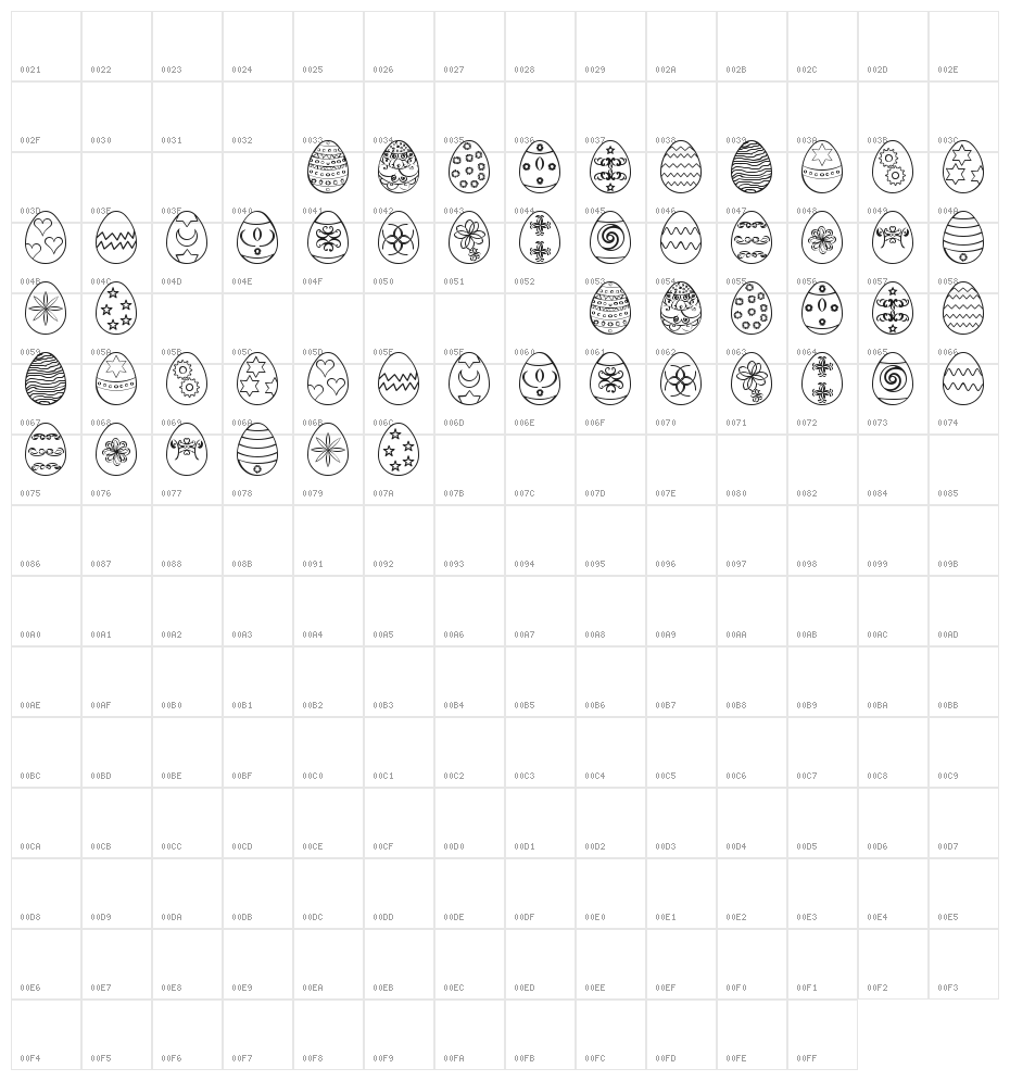 Easter eggs ST Character Map