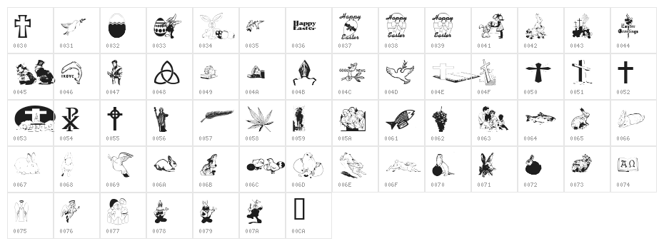 EasterCollage Character Map