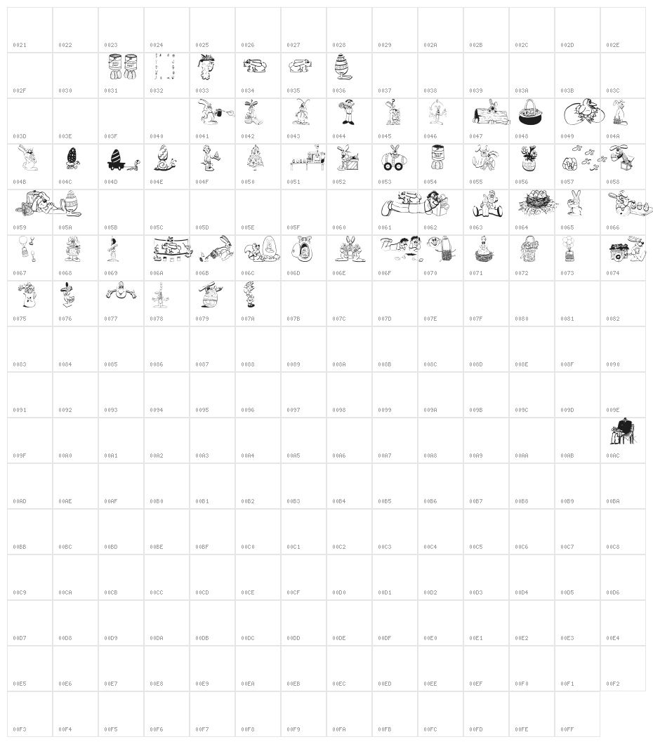 Easteria Character Map