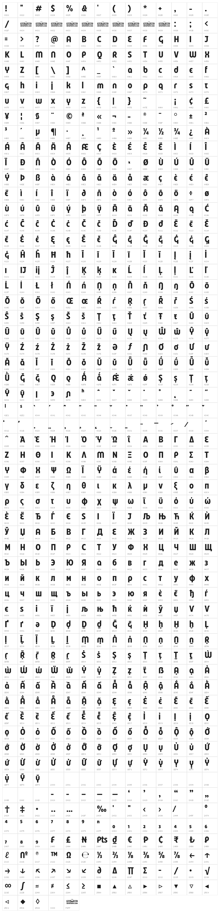 Eastman Cnd Alt Trial Bold Character Map