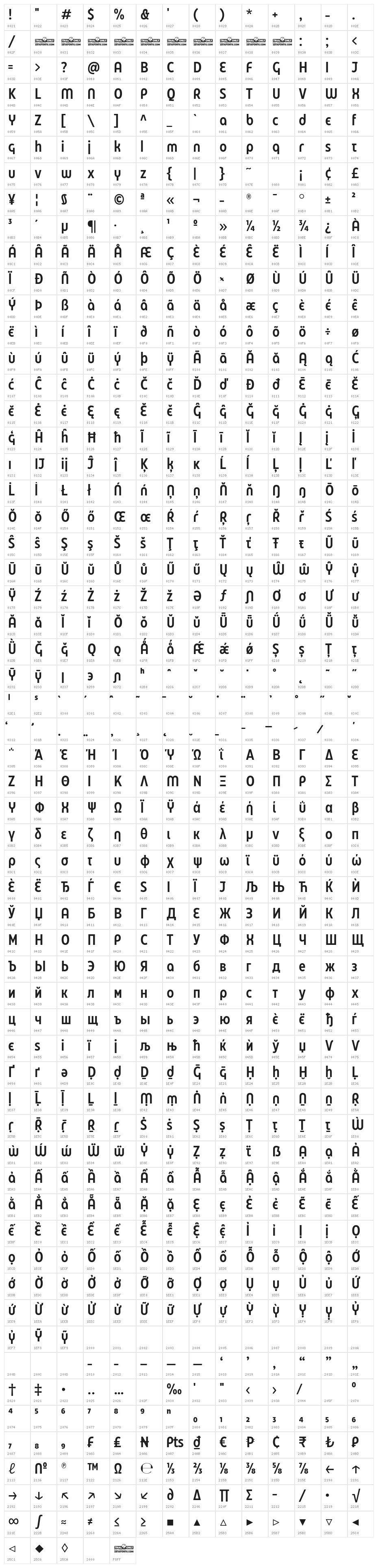 Eastman Cnd Alt Trial DmBold Character Map