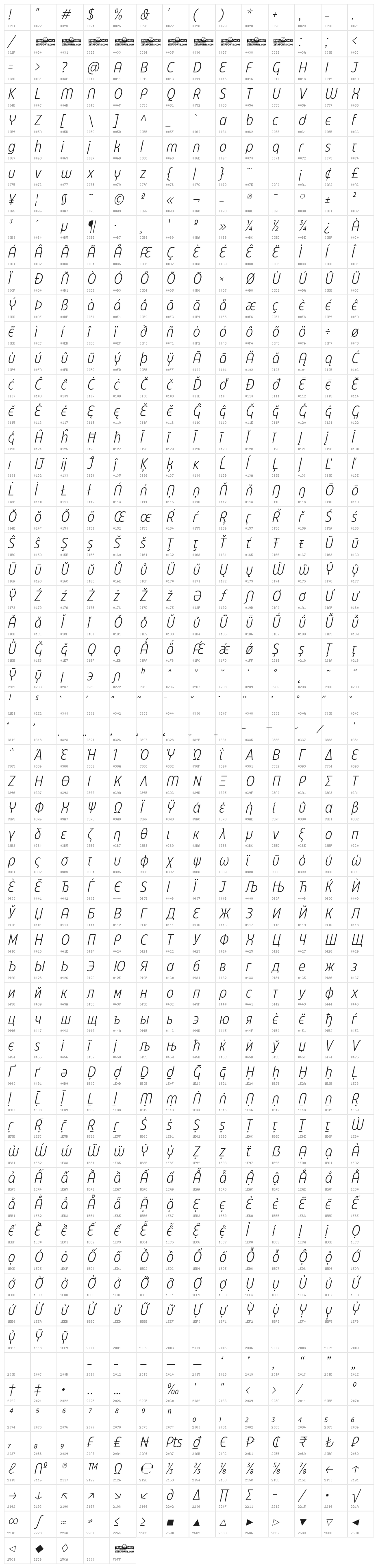 Eastman Cnd Alt Trial Light Ita Character Map