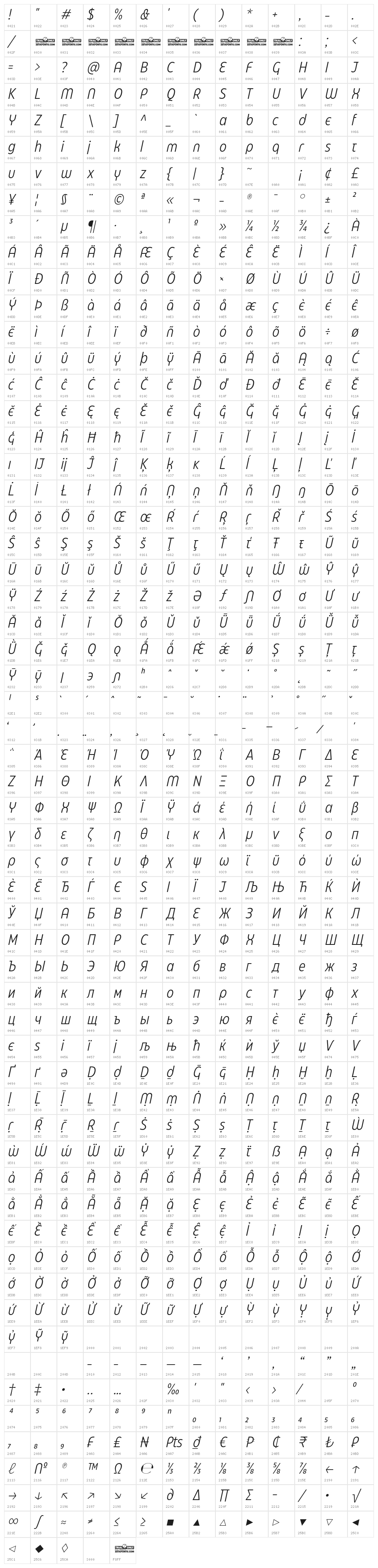Eastman Cnd Alt Trial Offset Ita Character Map