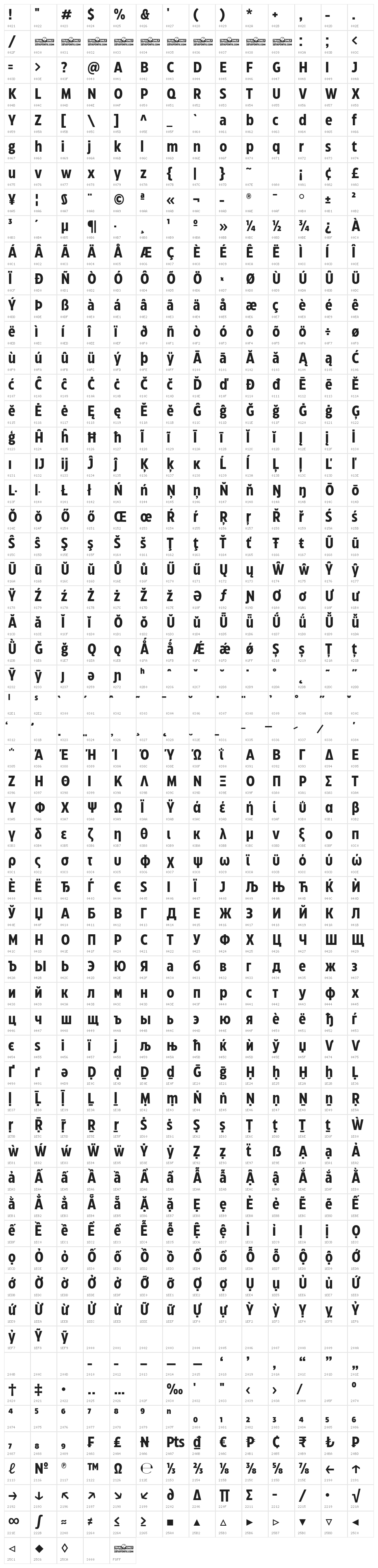 Eastman Cnd Trial Bold Character Map