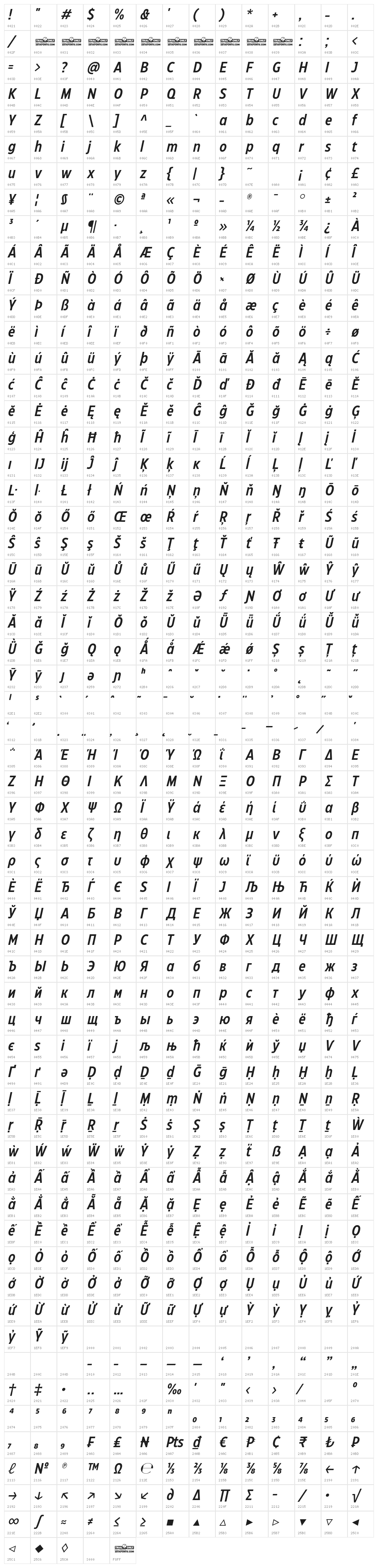 Eastman Cnd Trial DmBold Ita Character Map