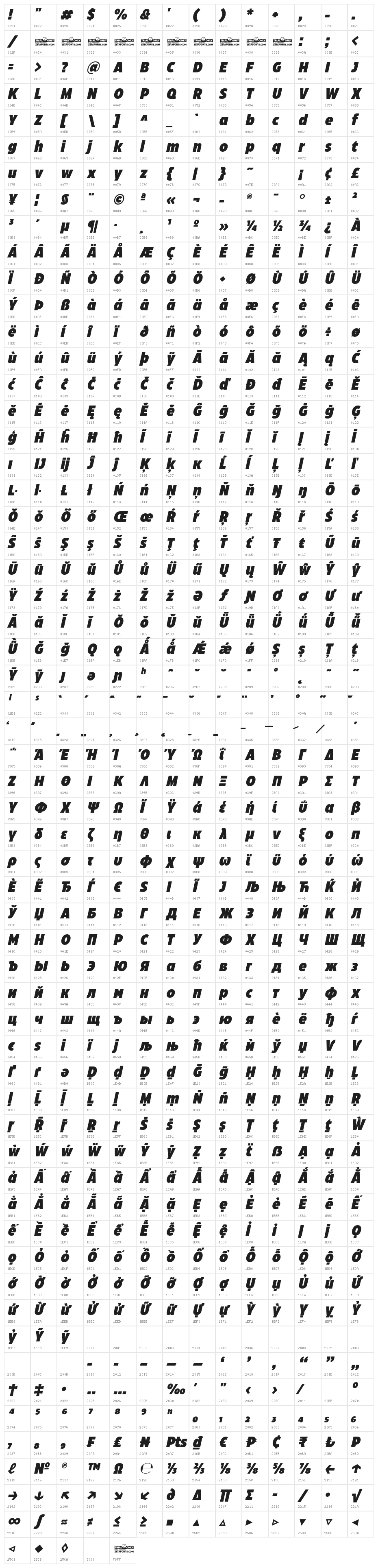Eastman Cnd Trial Heavy Ita Character Map