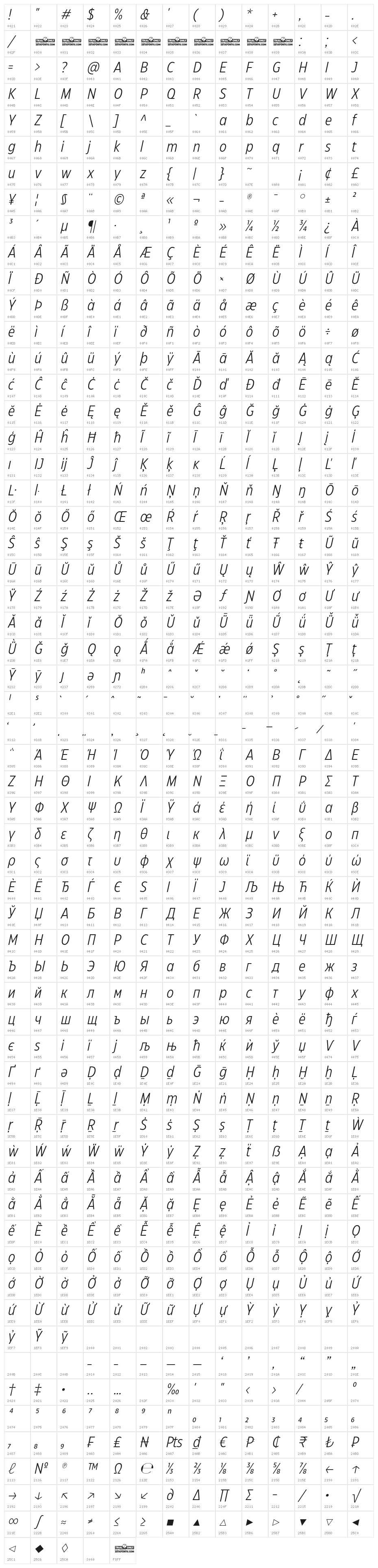 Eastman Cnd Trial Offset Ita Character Map