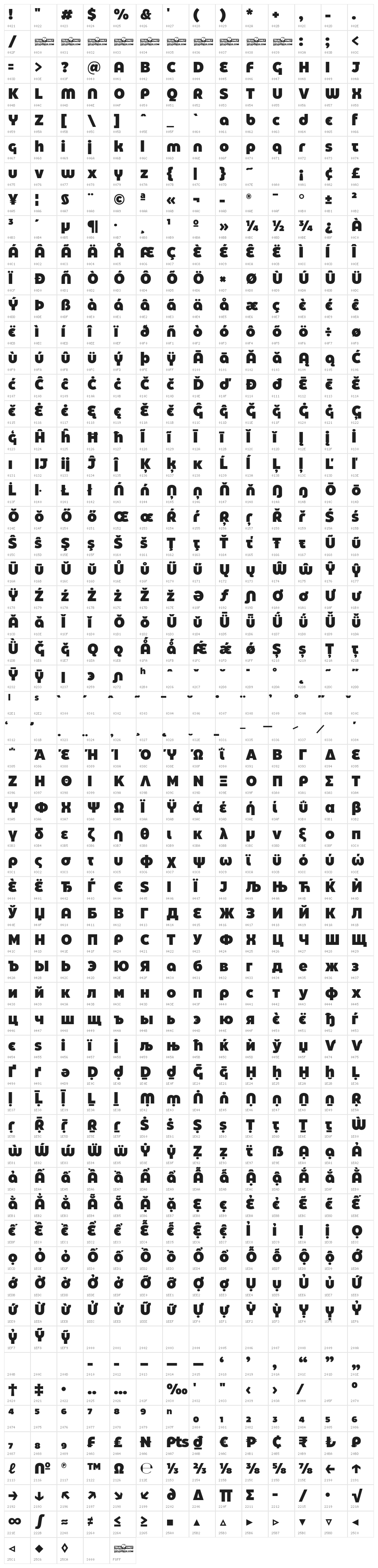 Eastman Grt Alt Trial Black Character Map