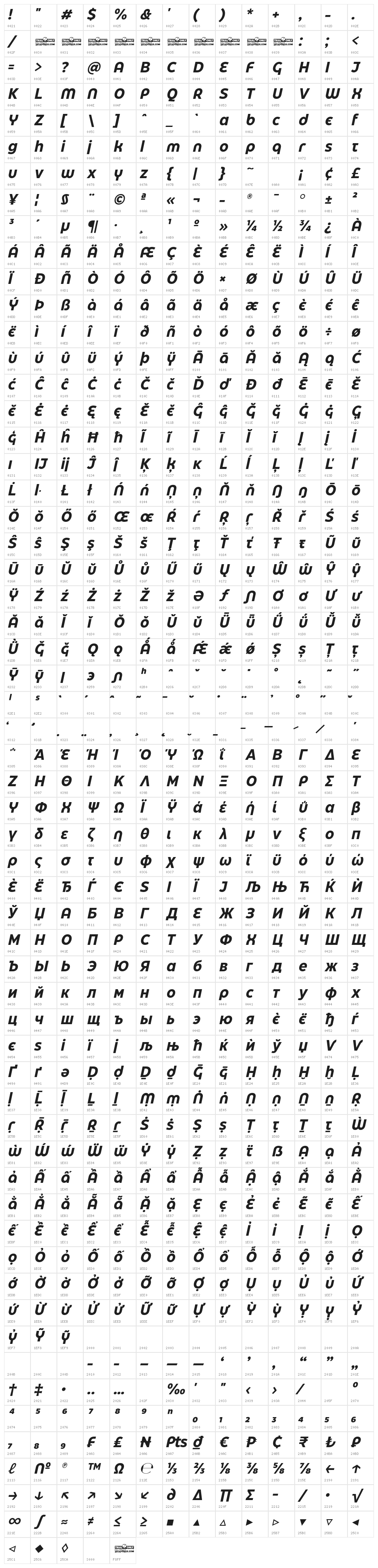 Eastman Grt Alt Trial Bold Ita Character Map