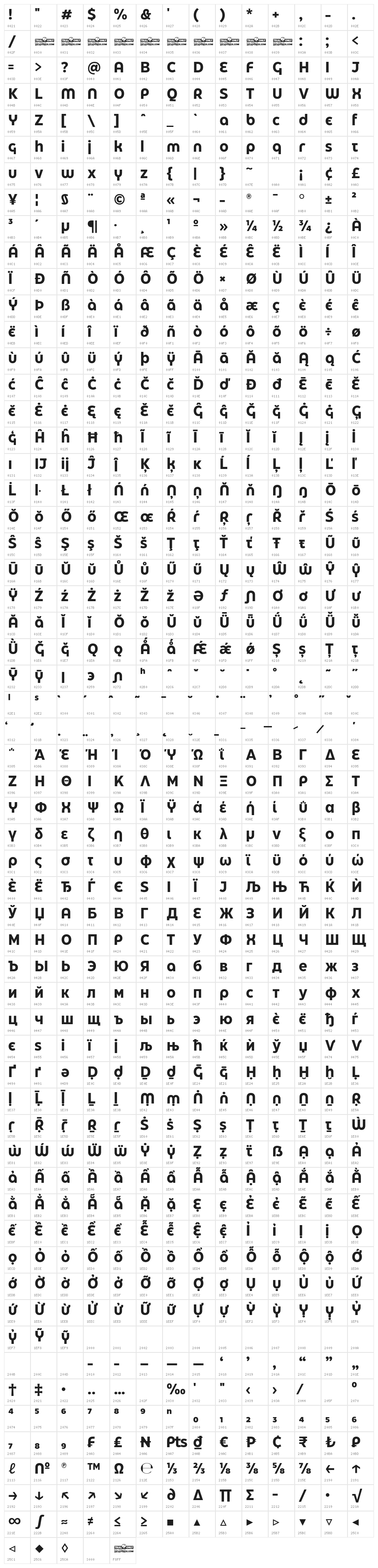 Eastman Grt Alt Trial Bold Character Map