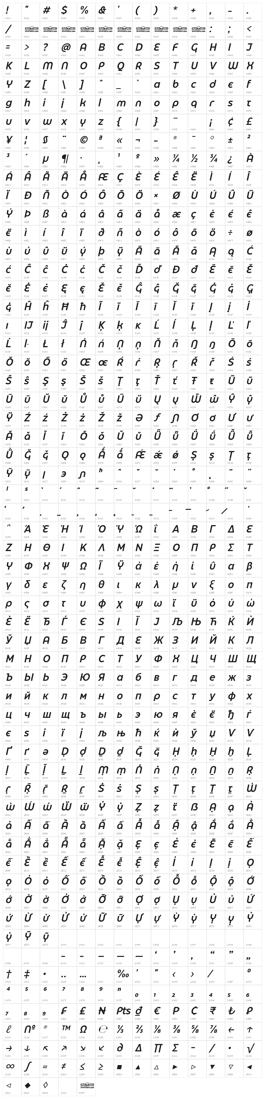 Eastman Grt Alt Trial DmBold Ita Character Map