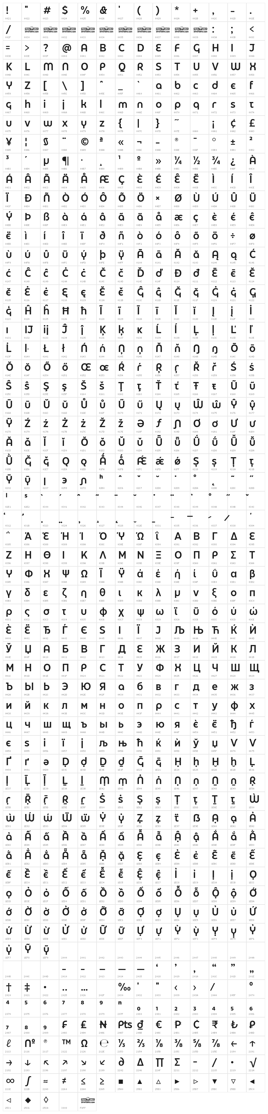 Eastman Grt Alt Trial DmBold Character Map