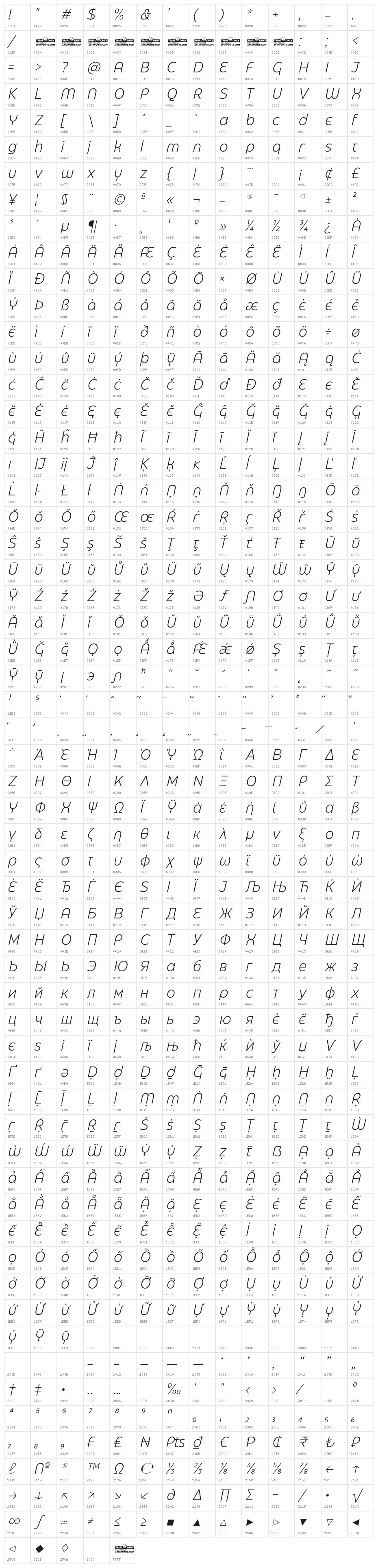 Eastman Grt Alt Trial Light Ita Character Map