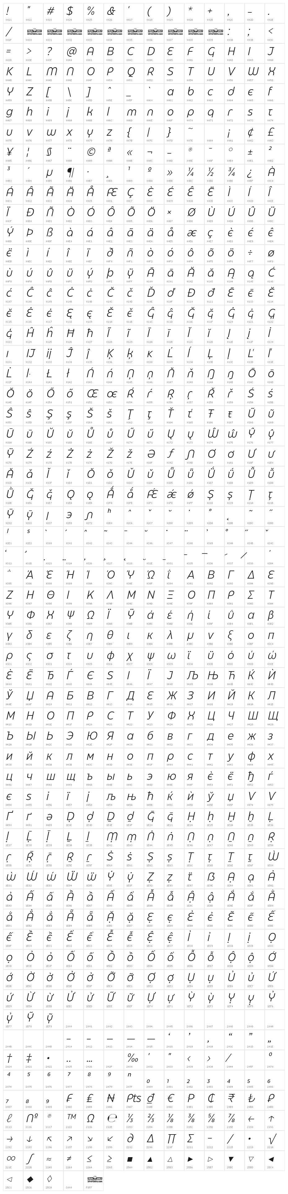 Eastman Grt Alt Trial Offset Ita Character Map