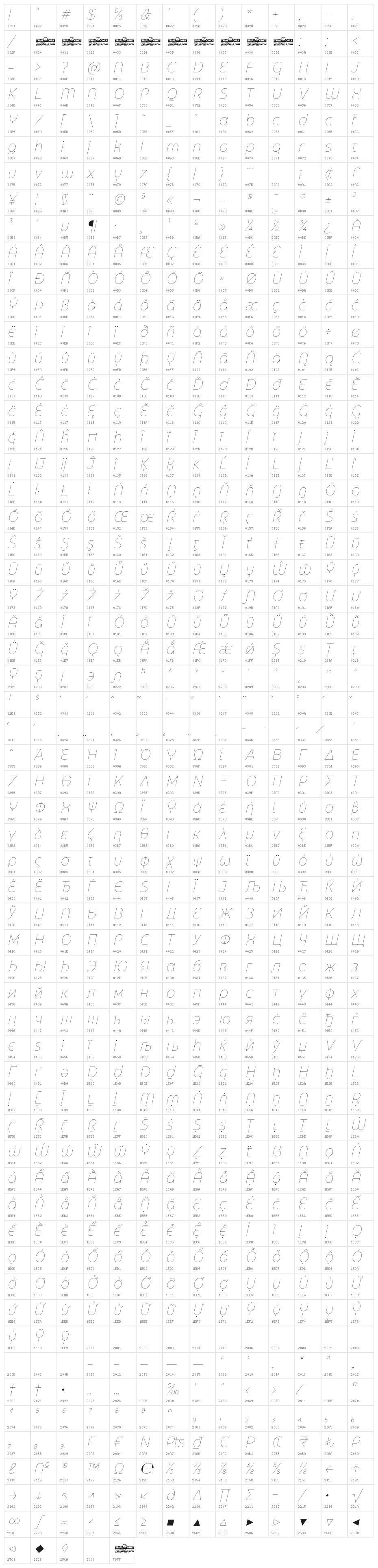 Eastman Grt Alt Trial Thin Ita Character Map