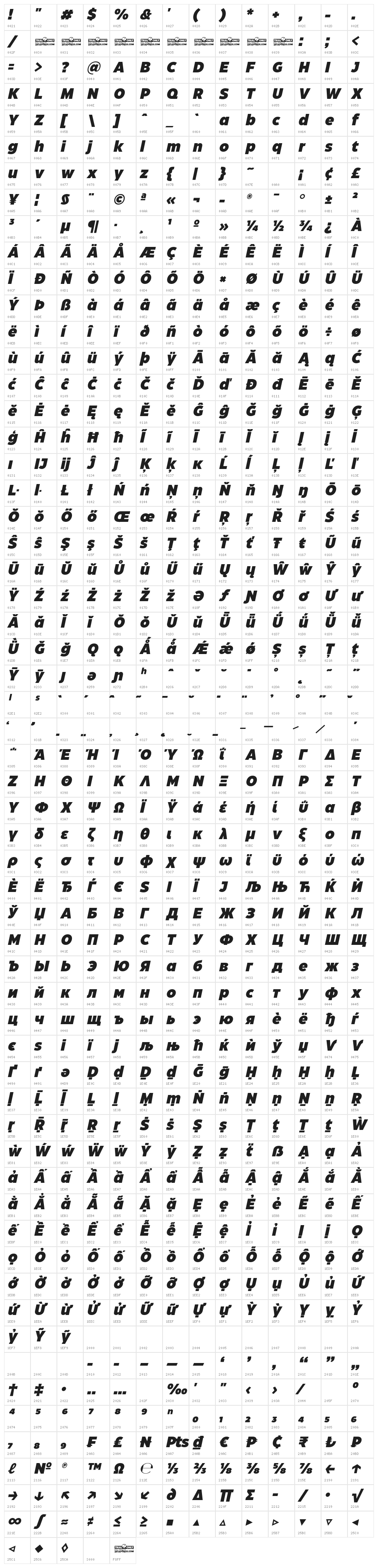 Eastman Grt Trial Black Ita Character Map
