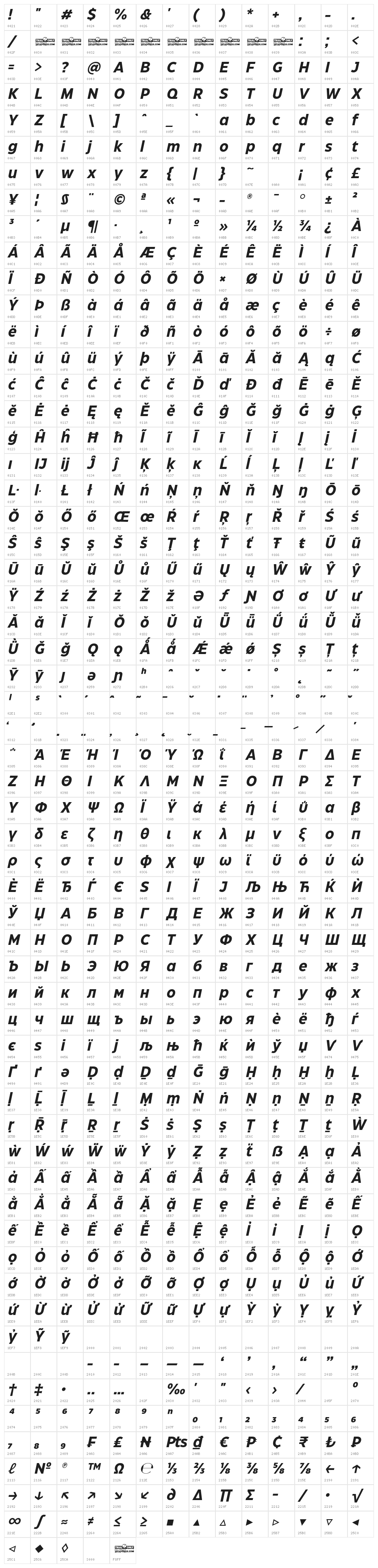 Eastman Grt Trial Bold Ita Character Map