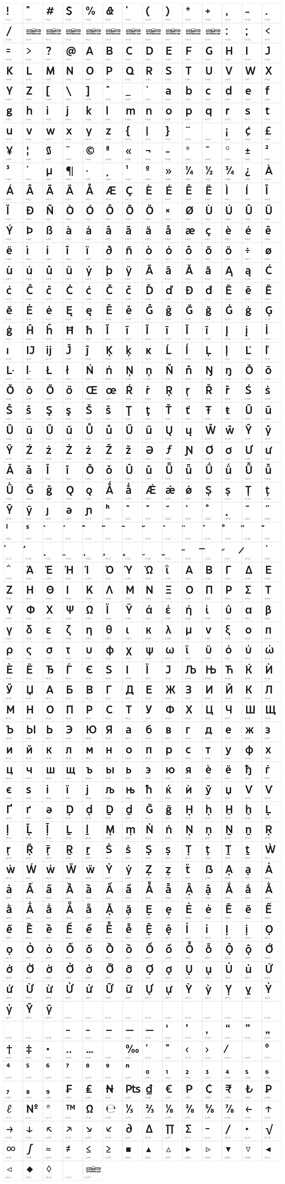 Eastman Grt Trial DmBold Character Map