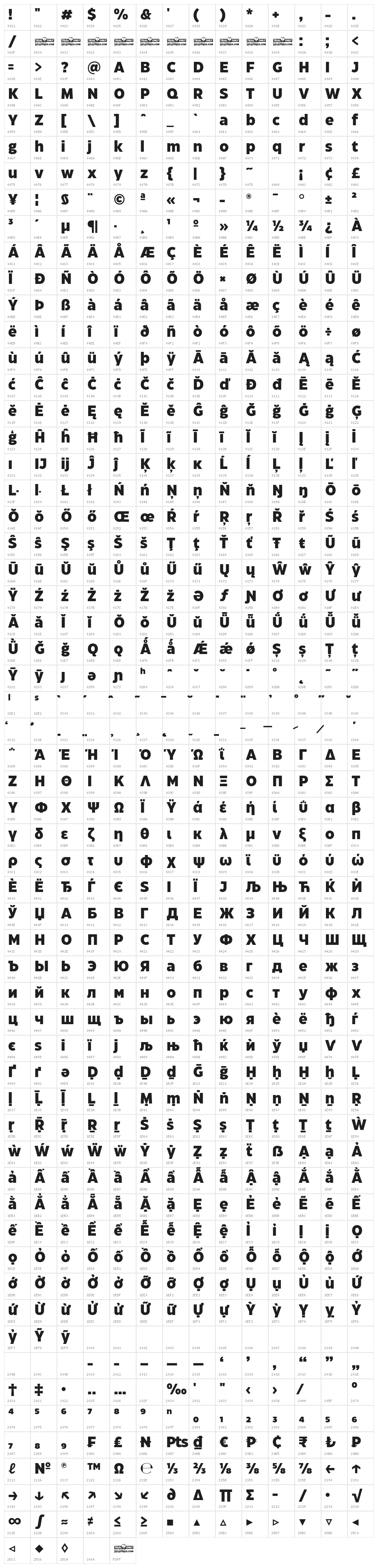 Eastman Grt Trial XBold Character Map