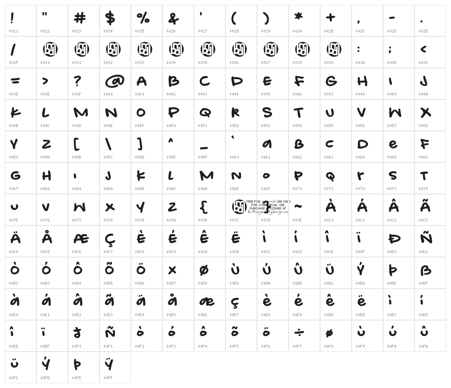 EasygoingnessDemo-Regular Character Map
