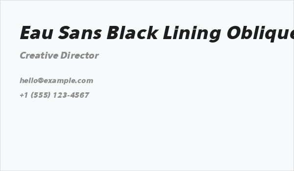 Eau Sans Black Lining Oblique Business Card