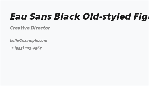Eau Sans Black Old-styled Figures Oblique Business Card