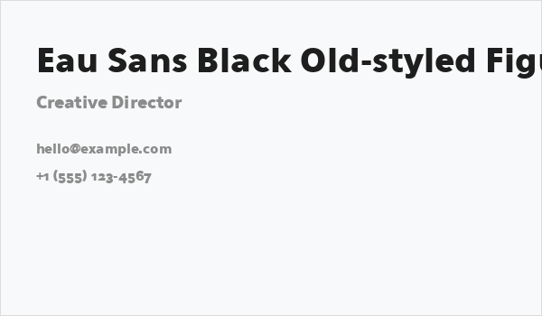 Eau Sans Black Old-styled Figures Business Card