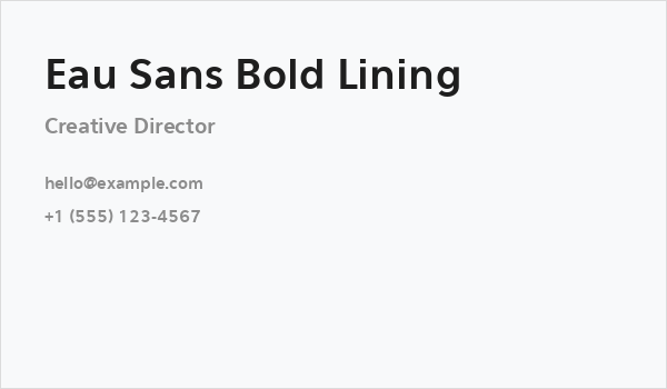 Eau Sans Bold Lining Business Card