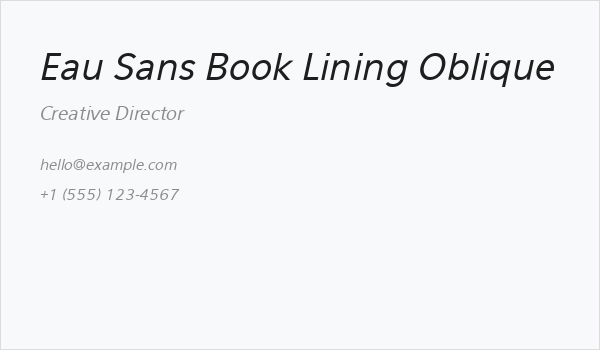 Eau Sans Book Lining Oblique Business Card