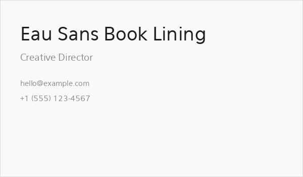 Eau Sans Book Lining Business Card