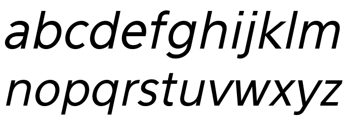 Eau Sans Book Old-styled Figures Oblique Font LOWERCASE