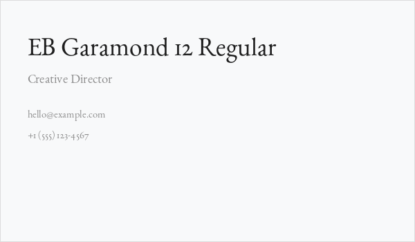 EB Garamond 12 Regular Business Card