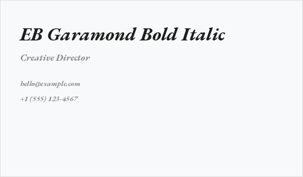 EB Garamond Bold Italic Business Card